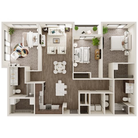 Three Bed / Two Bath 1461 SF Floor Plan at The Westline at Flanagan Lake in Omaha, NE